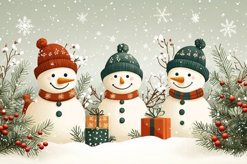 Wall Mural - vector snowman