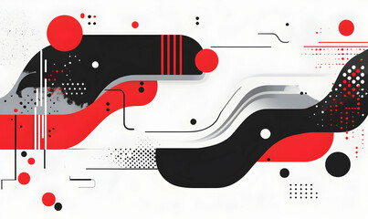 Sticker - Abstract geometric background in red, black, white, and gray.