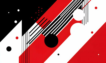 Wall Mural - Abstract geometric pattern in red, black and white.