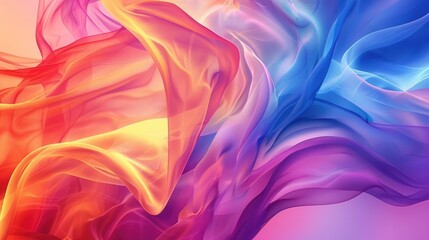 Vibrant multicolored abstract design with flowing wave patterns in a smooth gradient of colors.