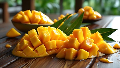 Tropical paradise featuring luscious mangoes, a vibrant celebration of flavor and freshness for ultimate summer enjoyment