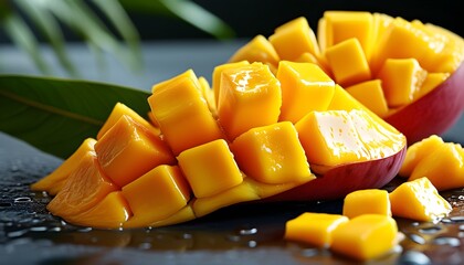 Tropical paradise featuring luscious mangoes, a vibrant celebration of flavor and freshness for ultimate summer enjoyment