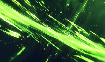 Wall Mural - Abstract green light streaks on a black background.