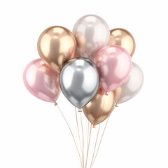 pink and yellow balloons, pink and gold balloons, pink and white balloons, balloon, party, birthday, celebration