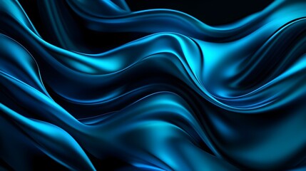 Wall Mural - 3D-rendered swirling waves, creating an illusion of depth, seamless pattern in shades of blue and teal, glossy finish, futuristic aesthetic with holographic highlights.