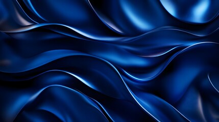 Wall Mural - Abstract silver swirls forming a seamless pattern on a rich midnight blue background, metallic texture, smooth curves, elegant and minimalistic design.