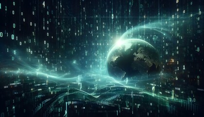 Digital binary code data streaming on a dark