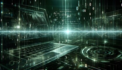 Digital binary code data streaming on a dark
