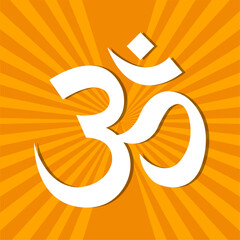 Vector minimalistic illustration of the sacred religious symbol of Hinduism OM mantra