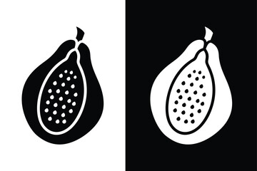 Wall Mural - Papaya Solid icon silhouette vector illustration. Papaya icon Flat fill collection black background