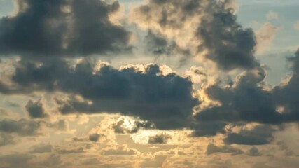 Wall Mural - blue sky with fluffy cloud time lapse on a cloudy day 4k footage.