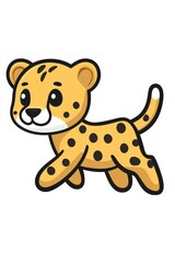 Canvas Print - Cute Cartoon Cheetah Illustration