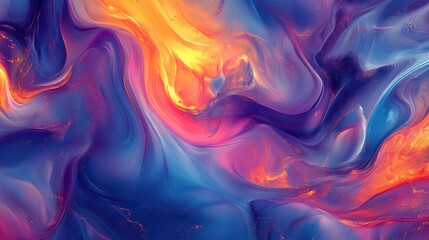 Wall Mural - Vibrant and colorful abstract organic background with flowing shapes and dynamic patterns, creating a mesmerizing wallpaper design (Generative AI)