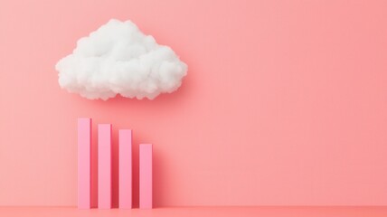 A pink background featuring a cloud and upward bar graph, symbolizing growth and innovation in a modern business environment.