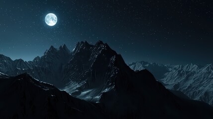 Wall Mural - shadowy mountain peaks wallpaper. dark mountain peaks under a starry sky.
