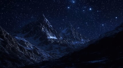 Wall Mural - shadowy mountain peaks wallpaper. dark mountain peaks under a starry sky.