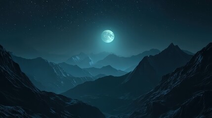 Wall Mural - Shadowy Mountain Peaks Wallpaper. Dark mountain peaks under a starry sky.