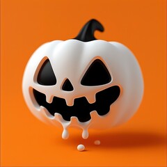 Canvas Print - Melting Halloween Pumpkin Jack-o'-lantern