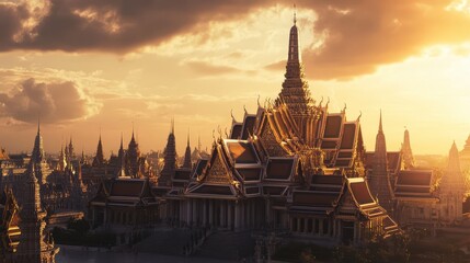 Wall Mural - A breathtaking view of the most beautiful temple in the world, with its ornate spires reaching towards the sky.