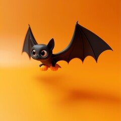 Wall Mural - Cute Cartoon Bat Holding Pumpkins in Flight