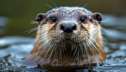 Wall Mural - Majestic Giant River Otter Gliding Through Crystal Clear Waters