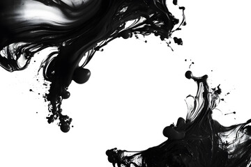 Wall Mural - a black ink swirl forms an intricate frame border, curling elegantly around the edges of the white b
