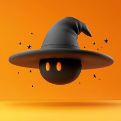 Poster - 3D Rendered Halloween Witch Hat with Glowing Eyes