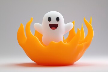 Canvas Print - Happy Ghost in a Fire