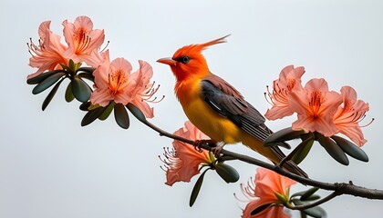 Wall Mural - Common Cuckoo perched gracefully on a branch with a stark white backdrop