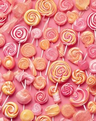 Canvas Print - Sweet lollipop pattern with gradient of pink to peach