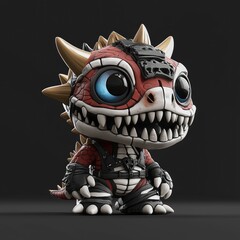 Poster - Cute and Fierce Red Dragon Toy Figure