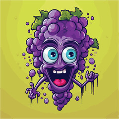 Grape Zombie Character with Glasses