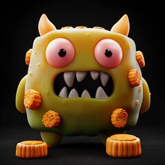 Sticker - Cute Green Monster Covered in Mooncakes