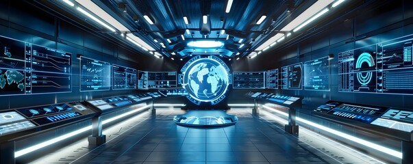 Wall Mural - cutting edge virtual engineering lab with high tech simulations and project management workspace