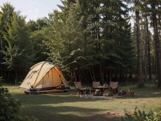 Camping tent in the forest