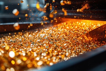 Canvas Print - A close-up of biofuel pellets burning efficiently in a clean, modern furnace, illustrating the effective use of biofuels as an energy source in contemporary settings