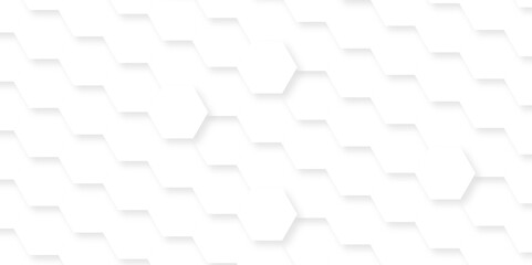 Wall Mural - White 3d hexagon grid pattern wall geometric texture. Hexagon honeycomb mosaic mesh cell hexagonal molecular structures in technology honeycomb background.	
