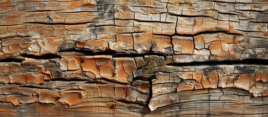 Old Beam Brown Surface With Many Cracks And Ridges