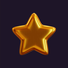 Wall Mural - 3d holographic star with a reflective sheen. golden metallic design element with a retro futuristic 