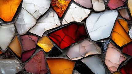 Vibrant abstract mosaic of colorful glass shards for art and design projects