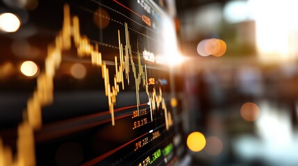 Wall Mural - Yellow and orange stock market graph for economic analysis and financial forecasting