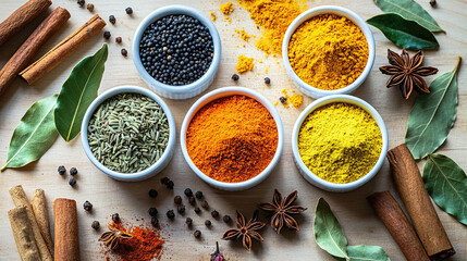 A colorful array of spices and herbs. Colorful spices, nuts, seeds, dried fruits, and herbal flowers. Seasoning spices background. Culinary traditions. Spices for cooking. Natural ingredients. Healthy