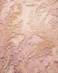 Canvas Print - Elegant lace with gradient of soft pink to pale gold