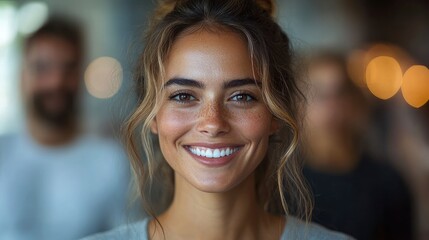 Portrait of a beautiful young woman with a warm smile