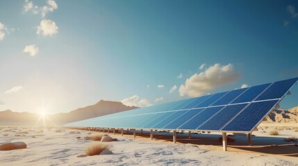 Solar Powered Water Desalination Plant Providing Fresh Water in Desert Landscape