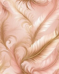 Sticker - Feather swirls with gradient from blush pink to light gold