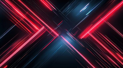 Wall Mural - abstract neon lines with red and blue light trails