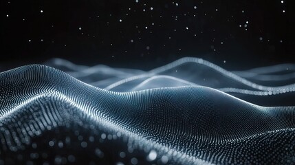 Wall Mural - abstract digital landscape with glowing particles