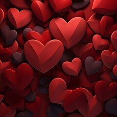 Wall Mural - DETAIL OF A 3D BACKGROUND OF RED HEARTS.