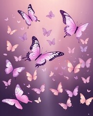 Sticker - Floating butterflies with gradient of light pink to soft purple